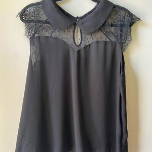 Lace detail top with collar